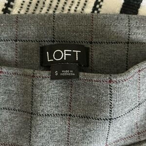 LOFT grey pants with red and black square pattern size S